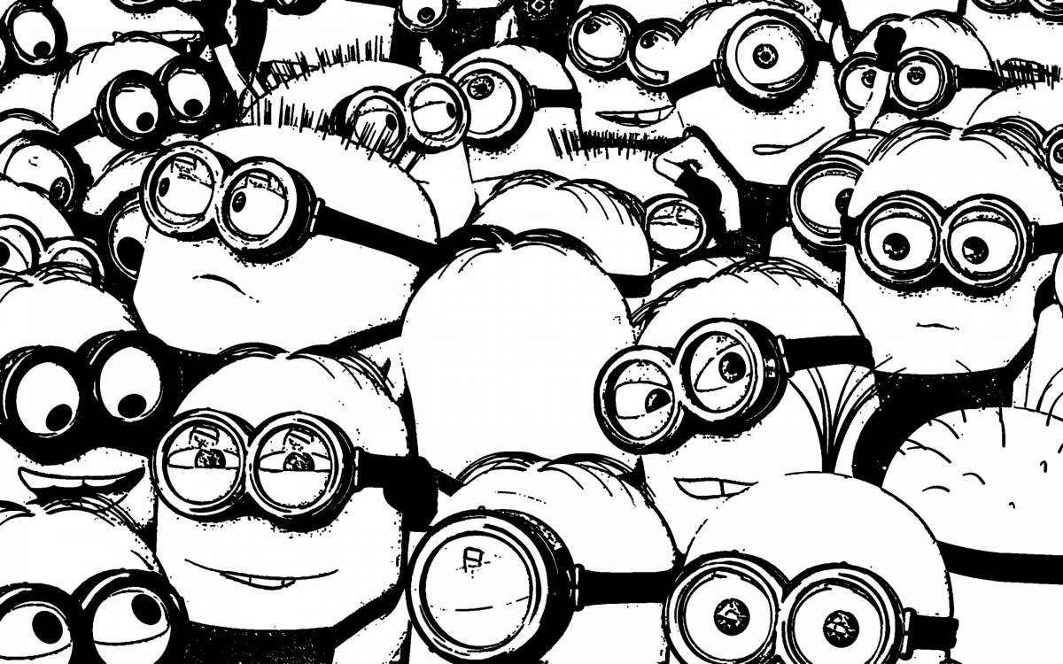 Coloring page with sparkling minions