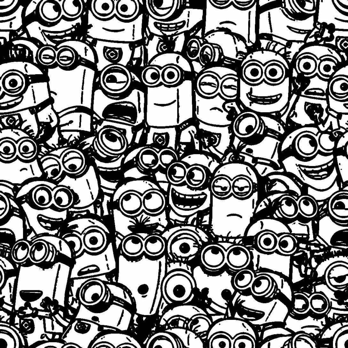 Crazy minions coloring page