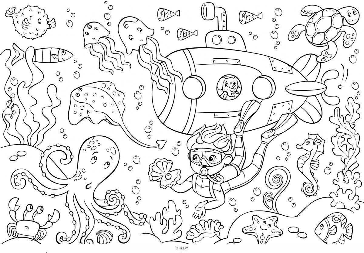 Colorful big water coloring page