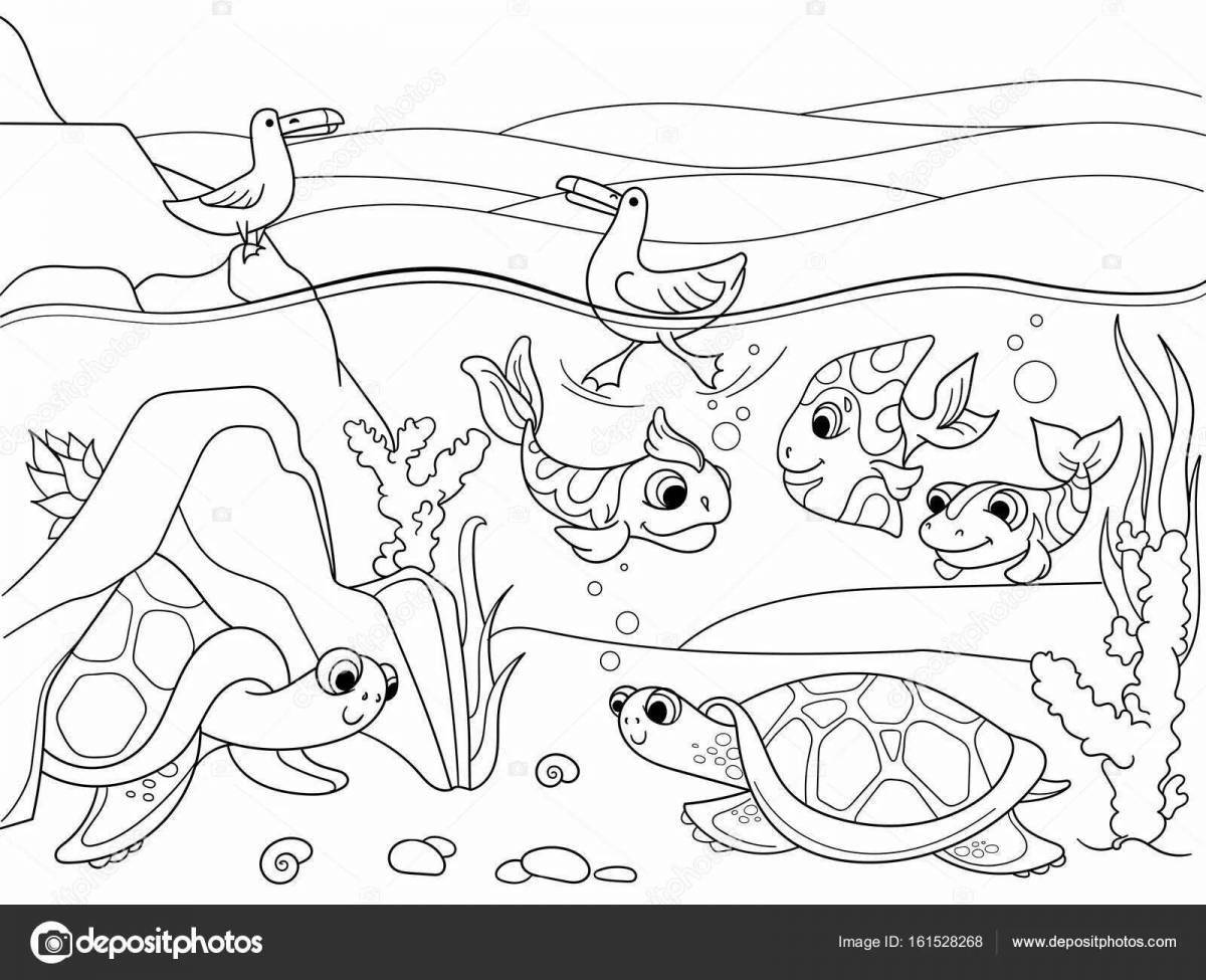 Glowing large water coloring page