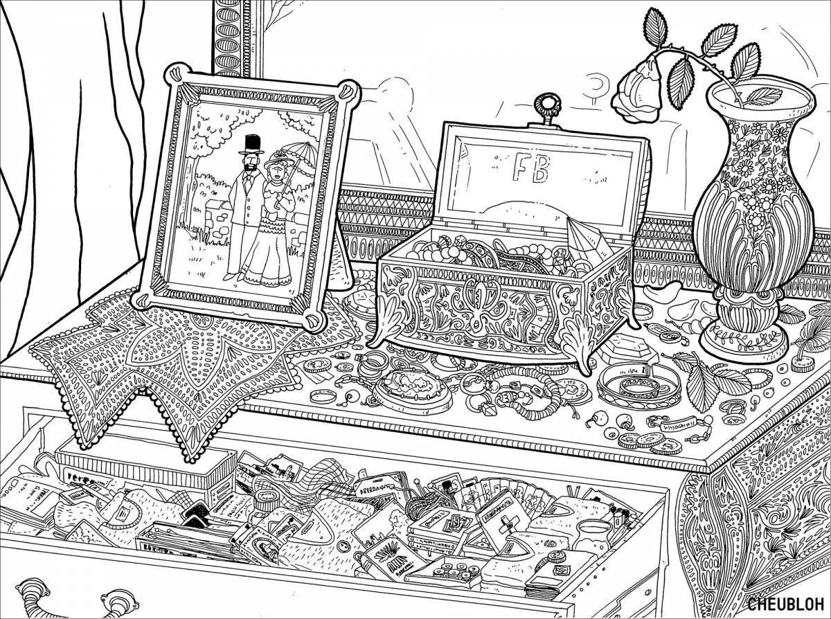 Cute music box coloring page