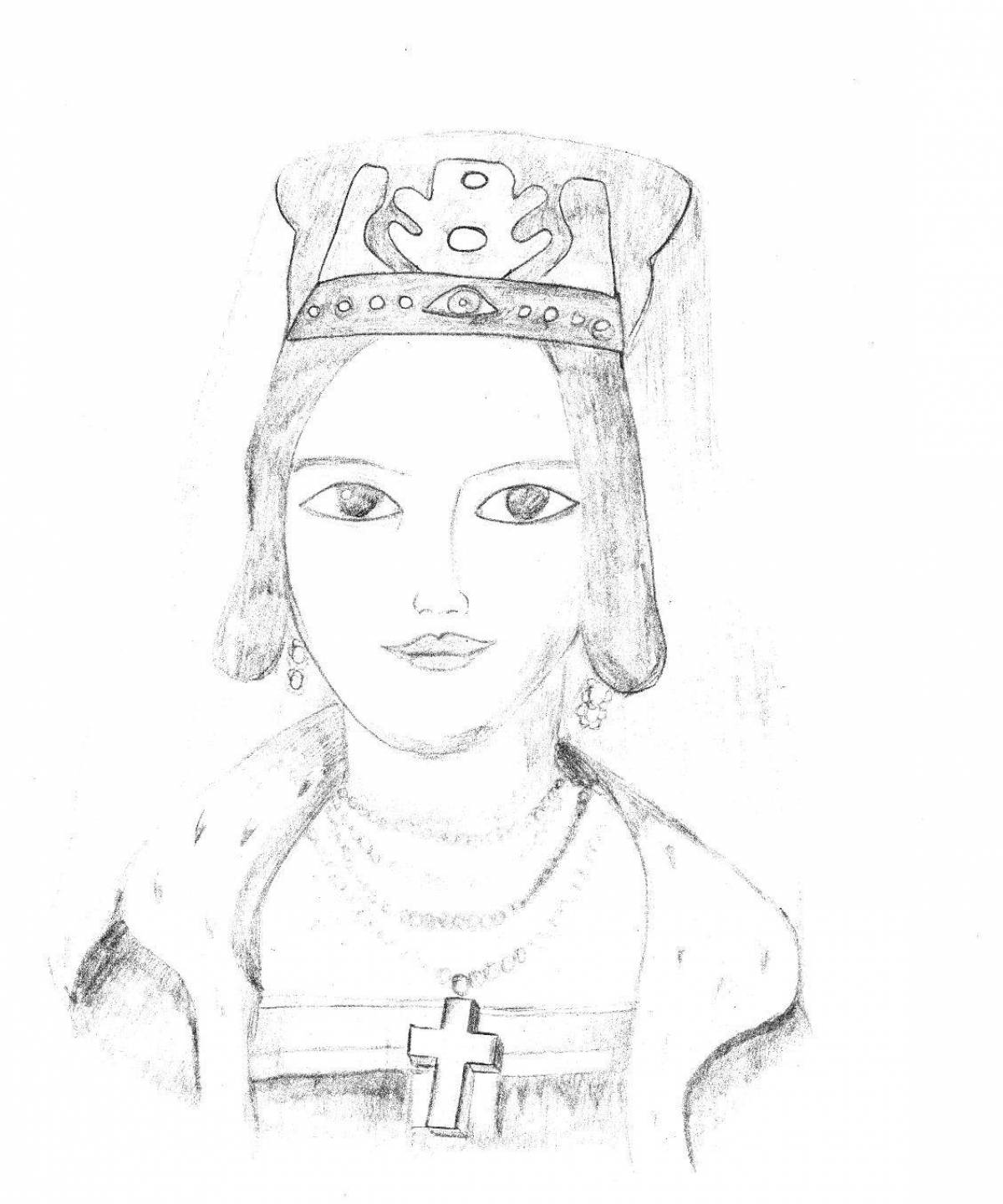Рисунок карандашом князя Владимира княгини Ольги
