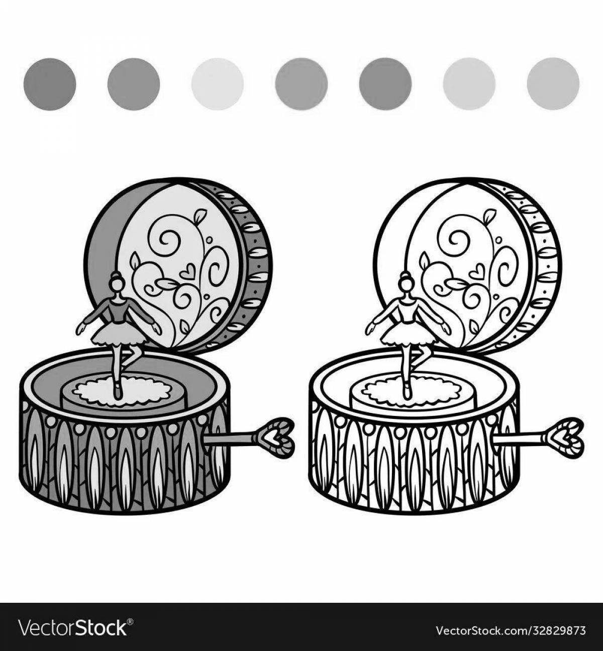 Glowing music box coloring page