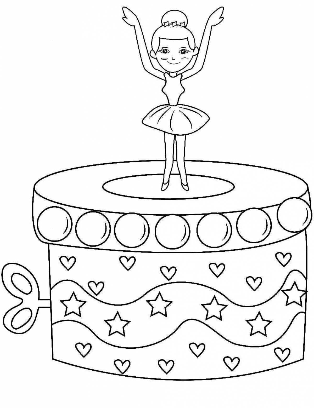 Serene music box coloring page