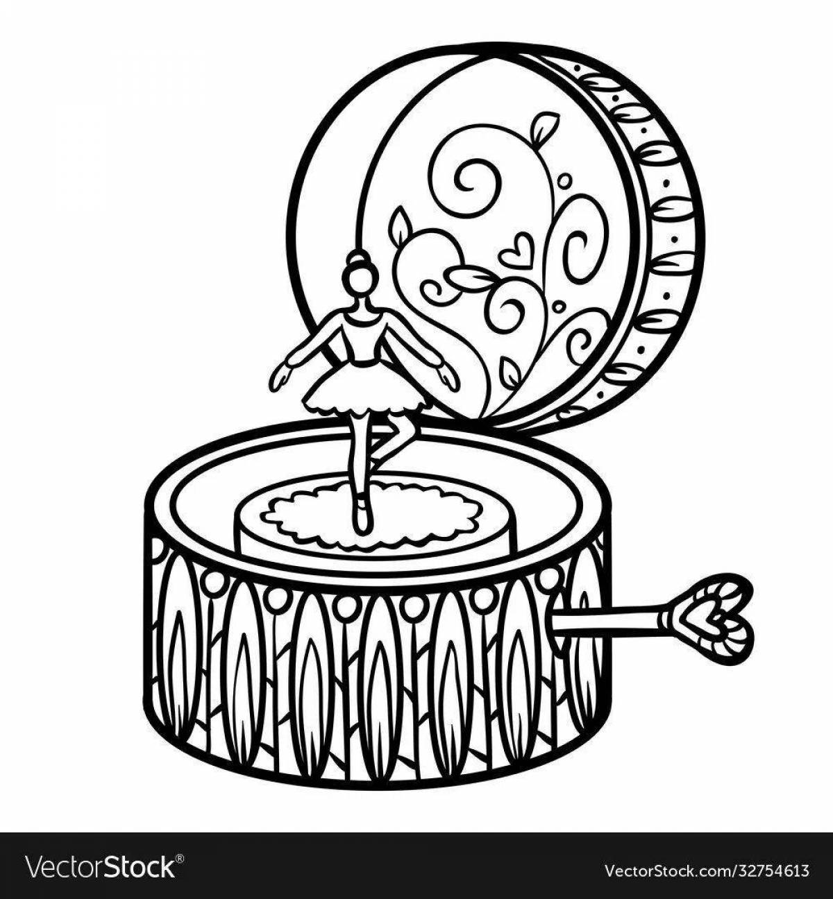 Fancy music box coloring page