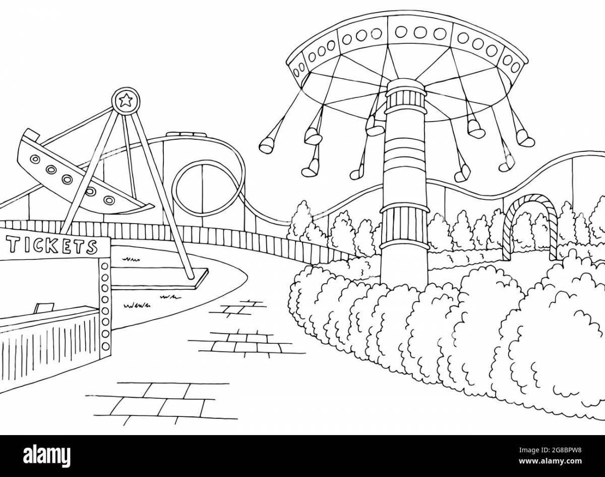 Gorgeous amusement park coloring page