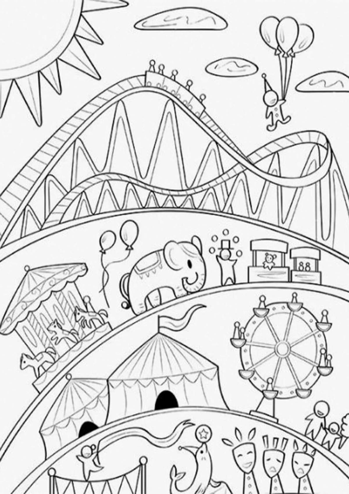 Coloring book nice amusement park