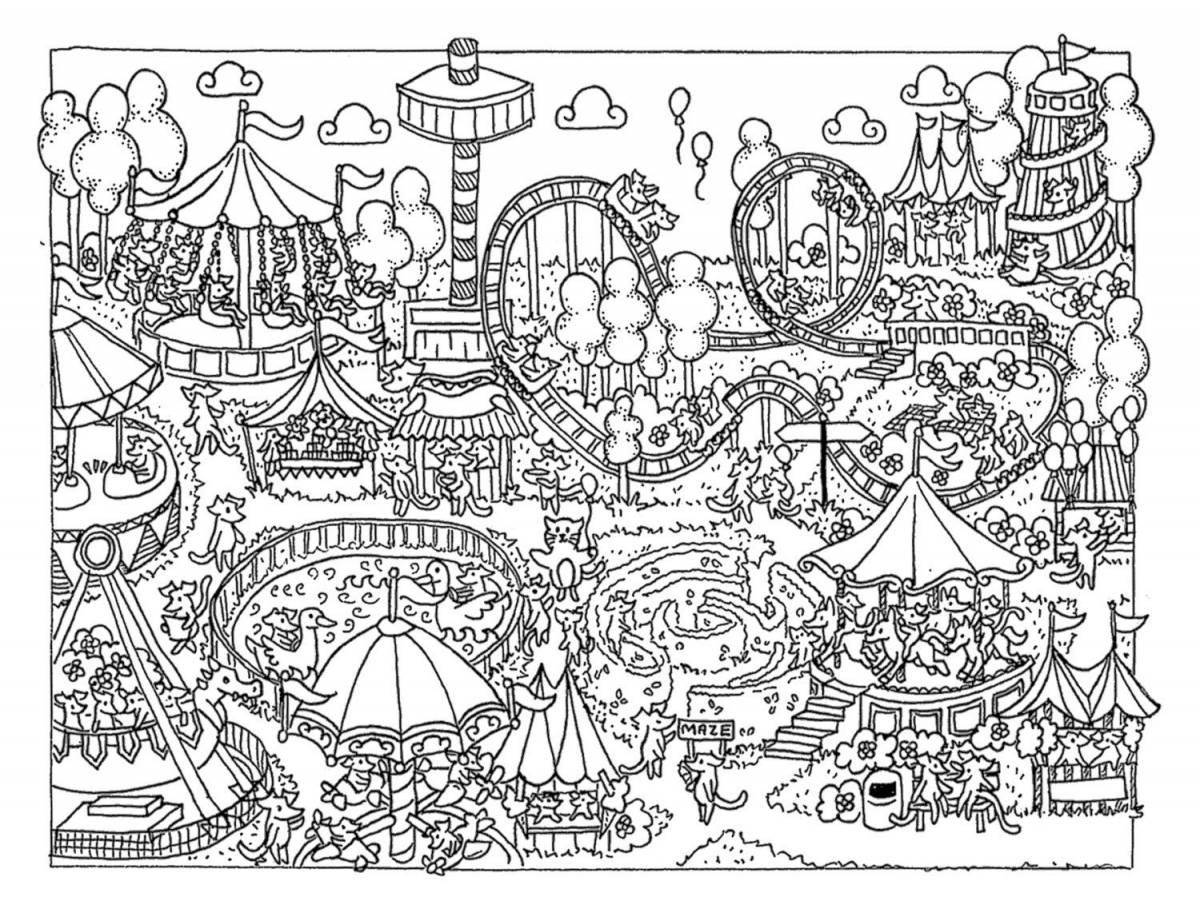Amazing amusement park coloring book