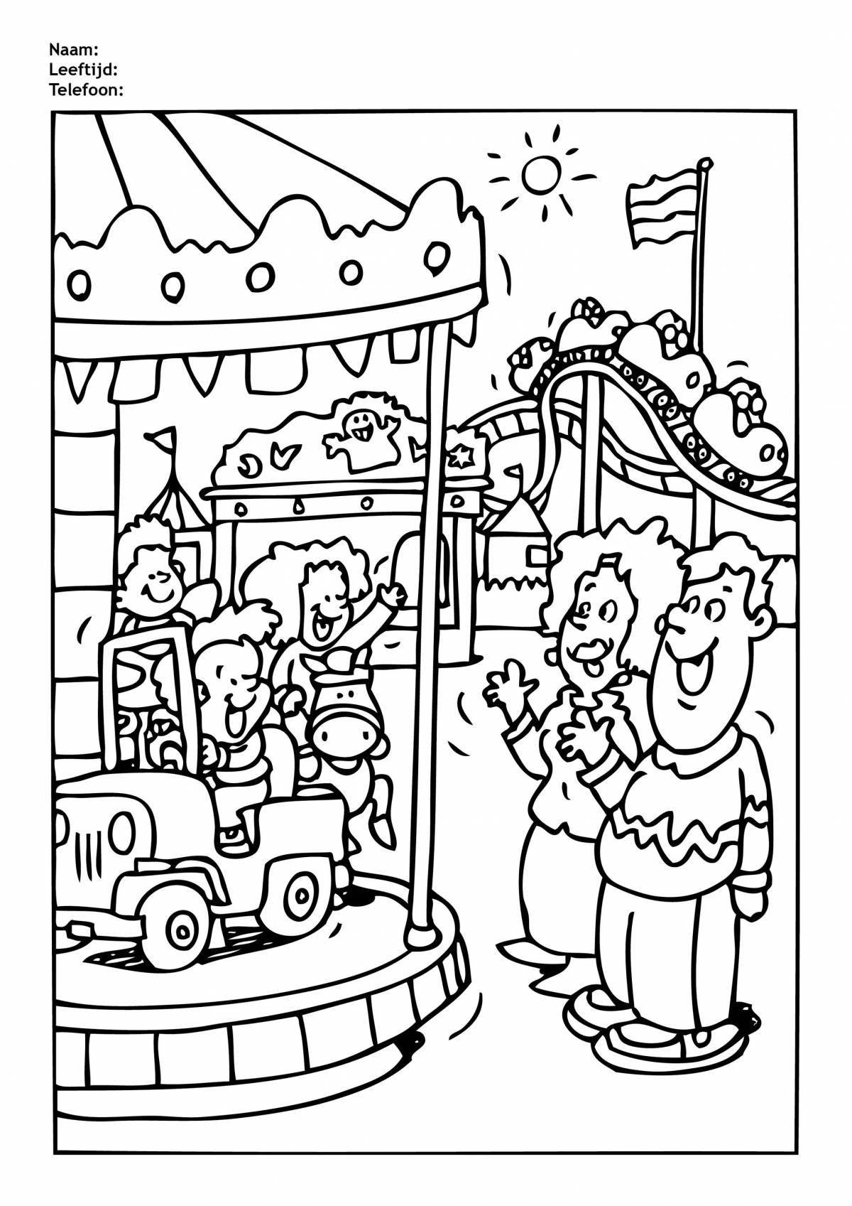 Coloring book for exciting amusement park