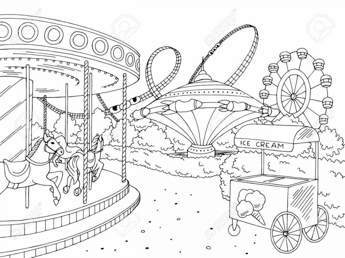 Coloring book for a fascinating amusement park