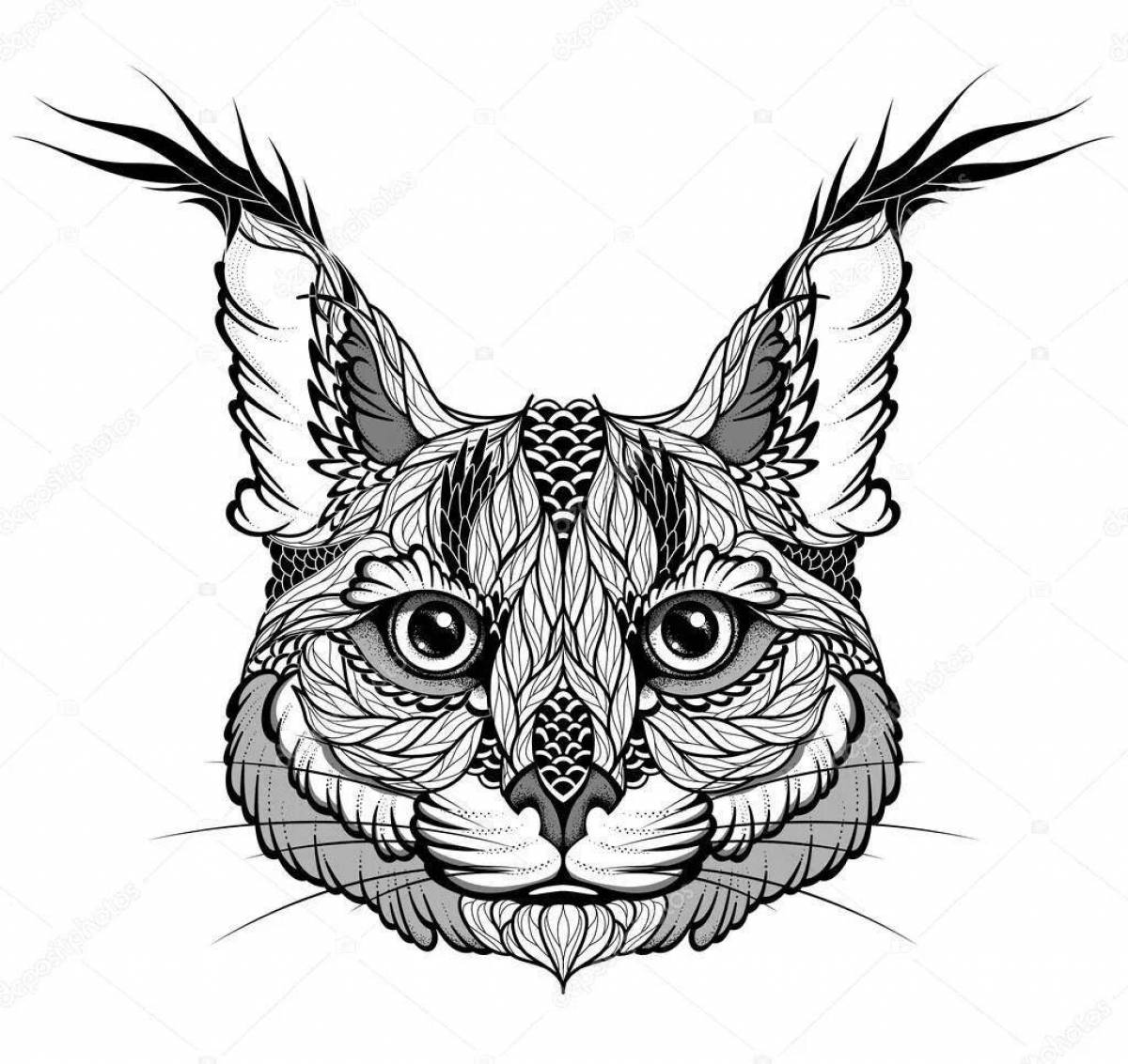 Inviting coloring antistress lynx