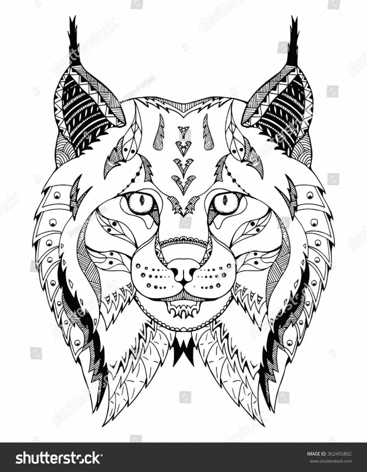 Brilliant coloring antistress lynx
