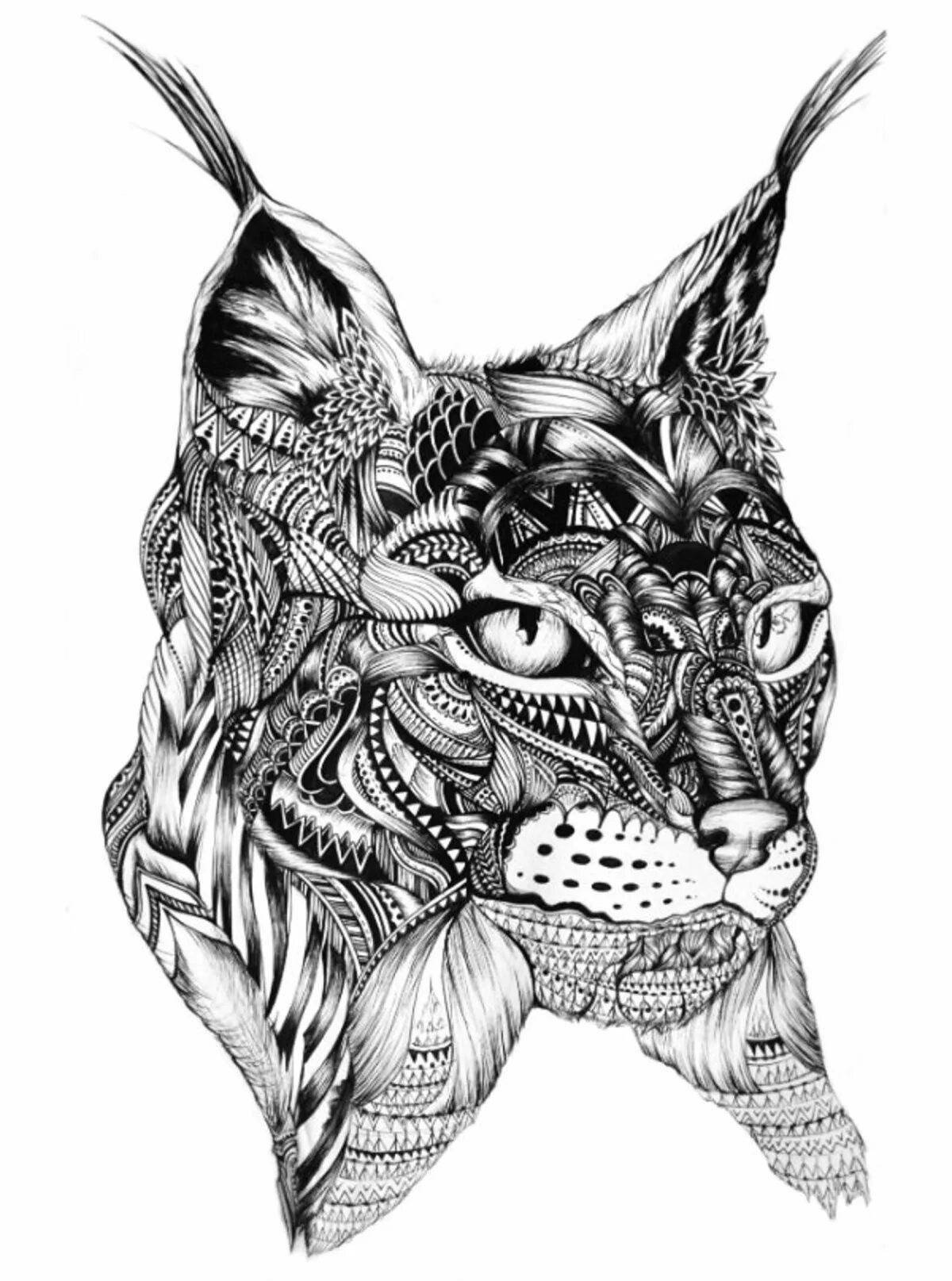 Glorious coloring anti-stress lynx