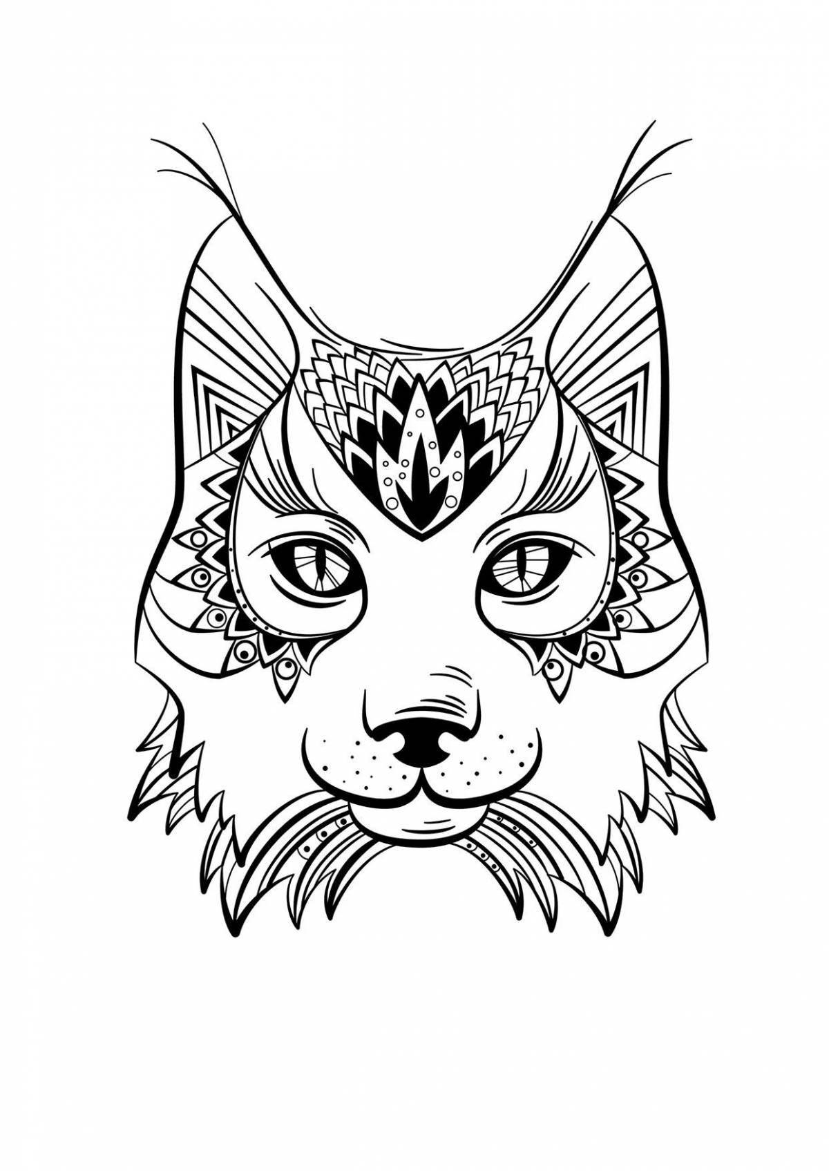Beautiful coloring antistress lynx
