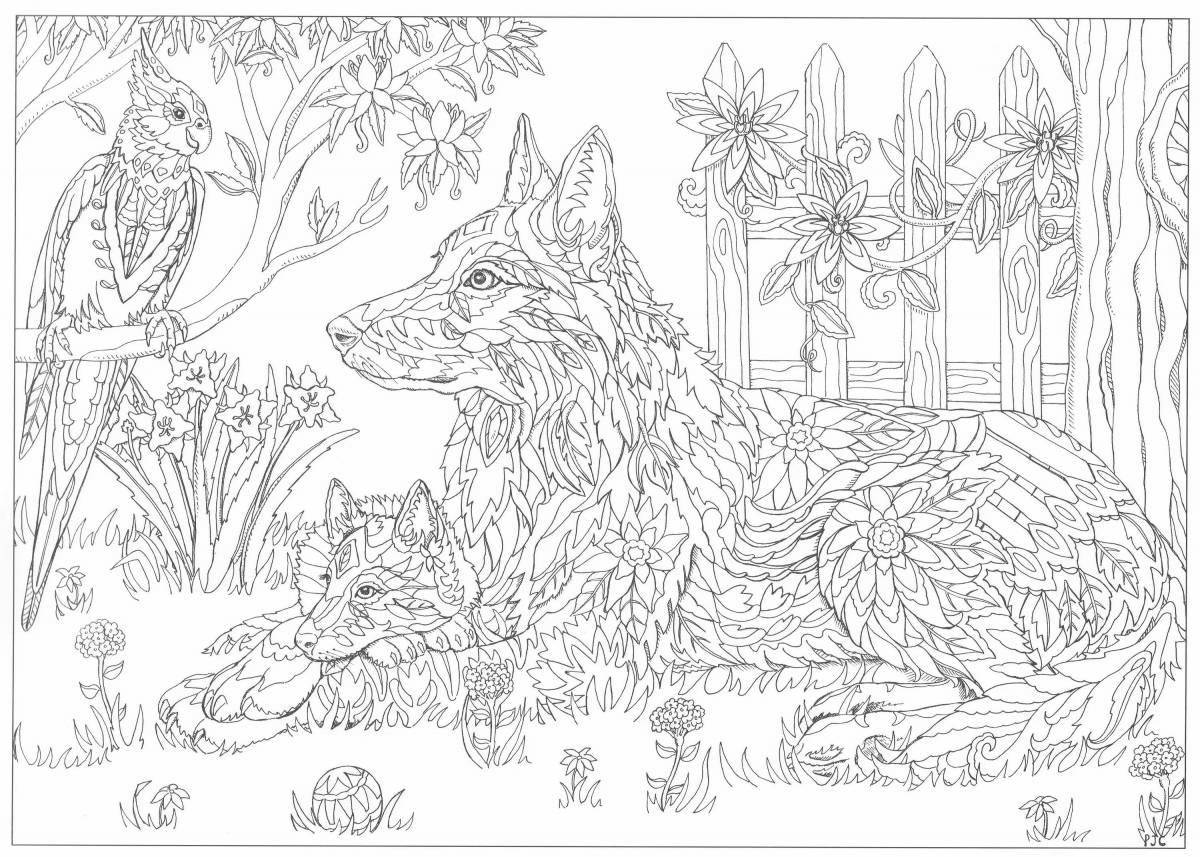 Intriguing coloring book antistress lynx