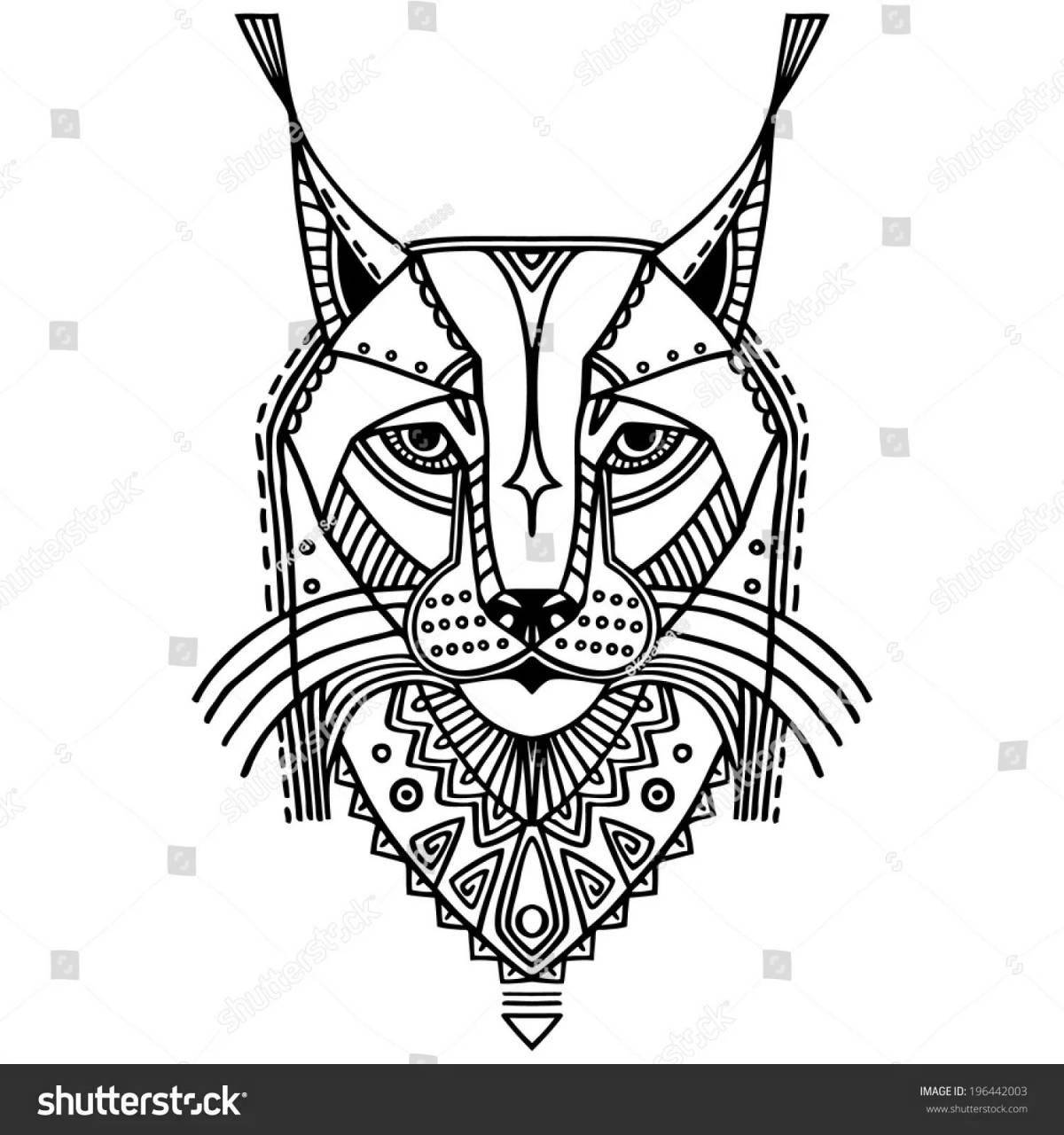 Mystical coloring antistress lynx