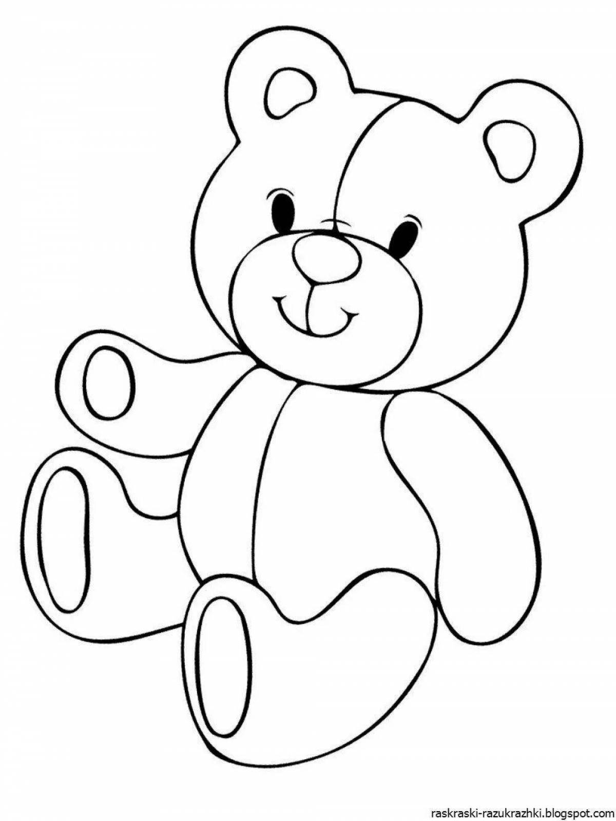 Coloring book inquisitive teddy bear