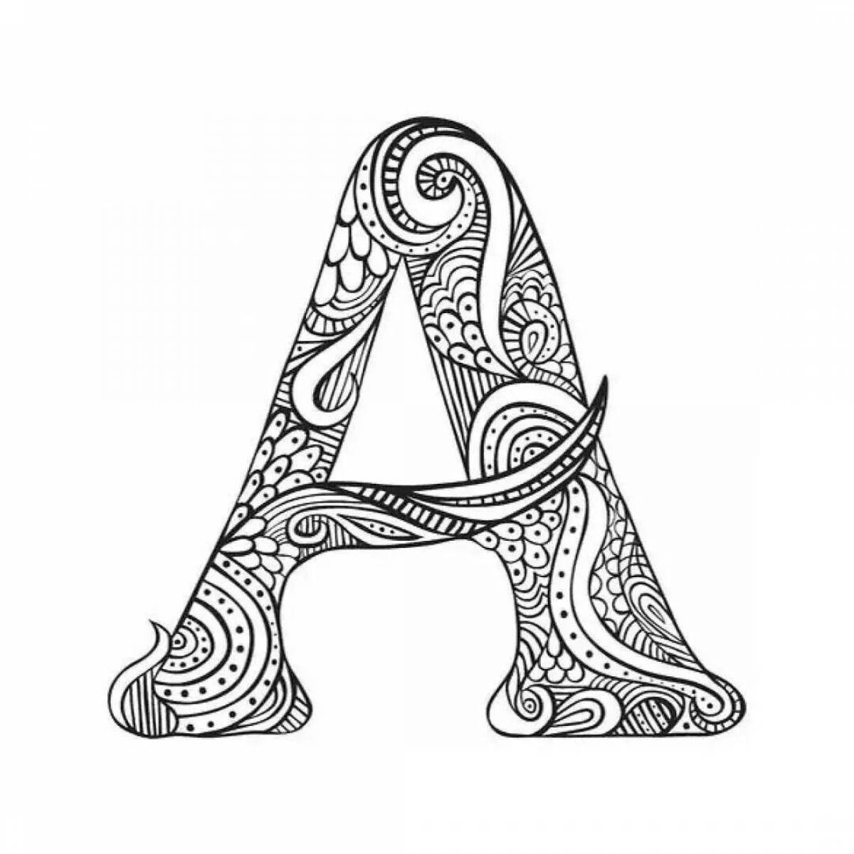 Coloring book peaceful anti-stress letters