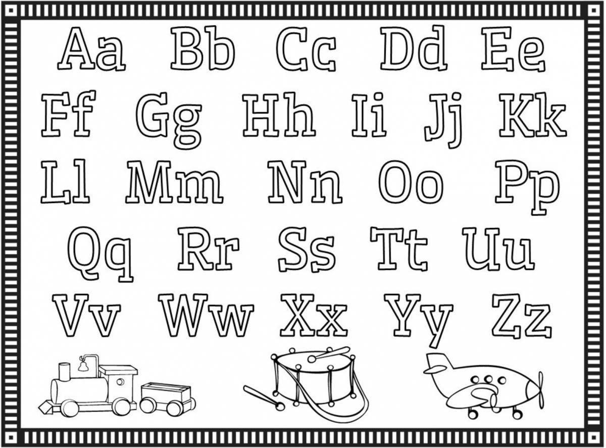 Coloring book inviting Kazakh alphabet