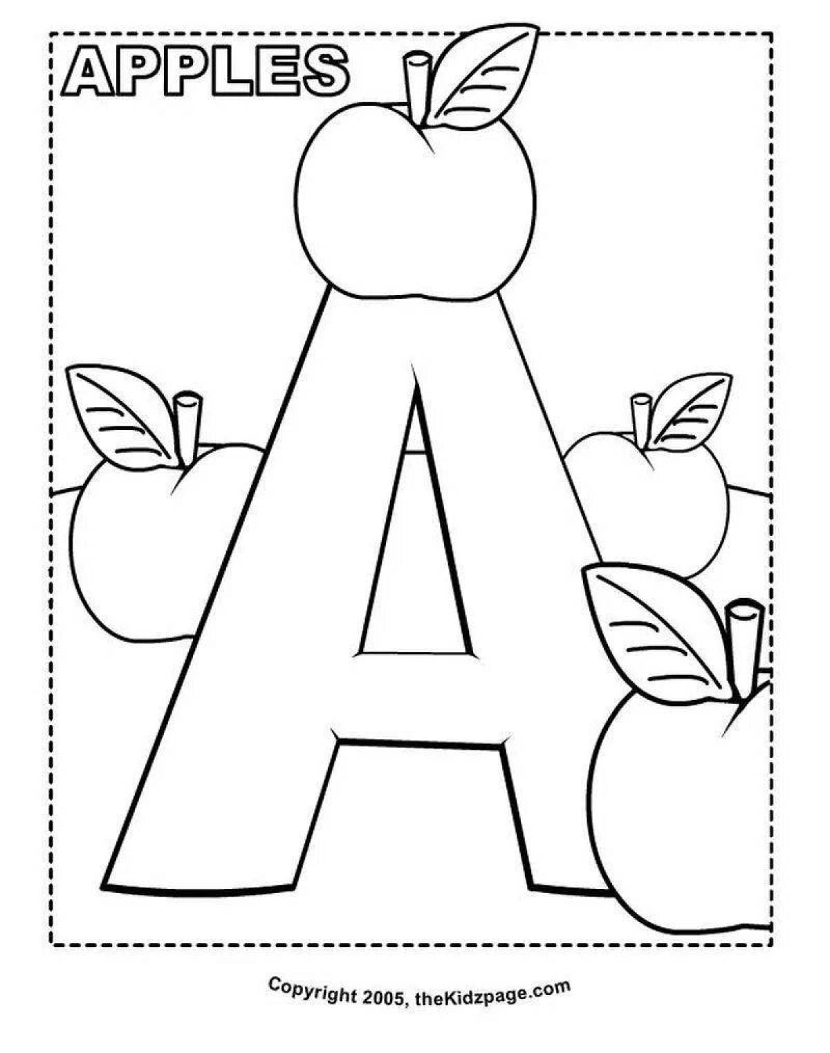 Coloring book glowing Kazakh alphabet