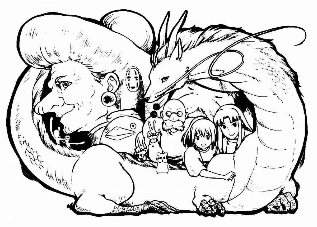 Hayao Miyazaki's brightly colored coloring page