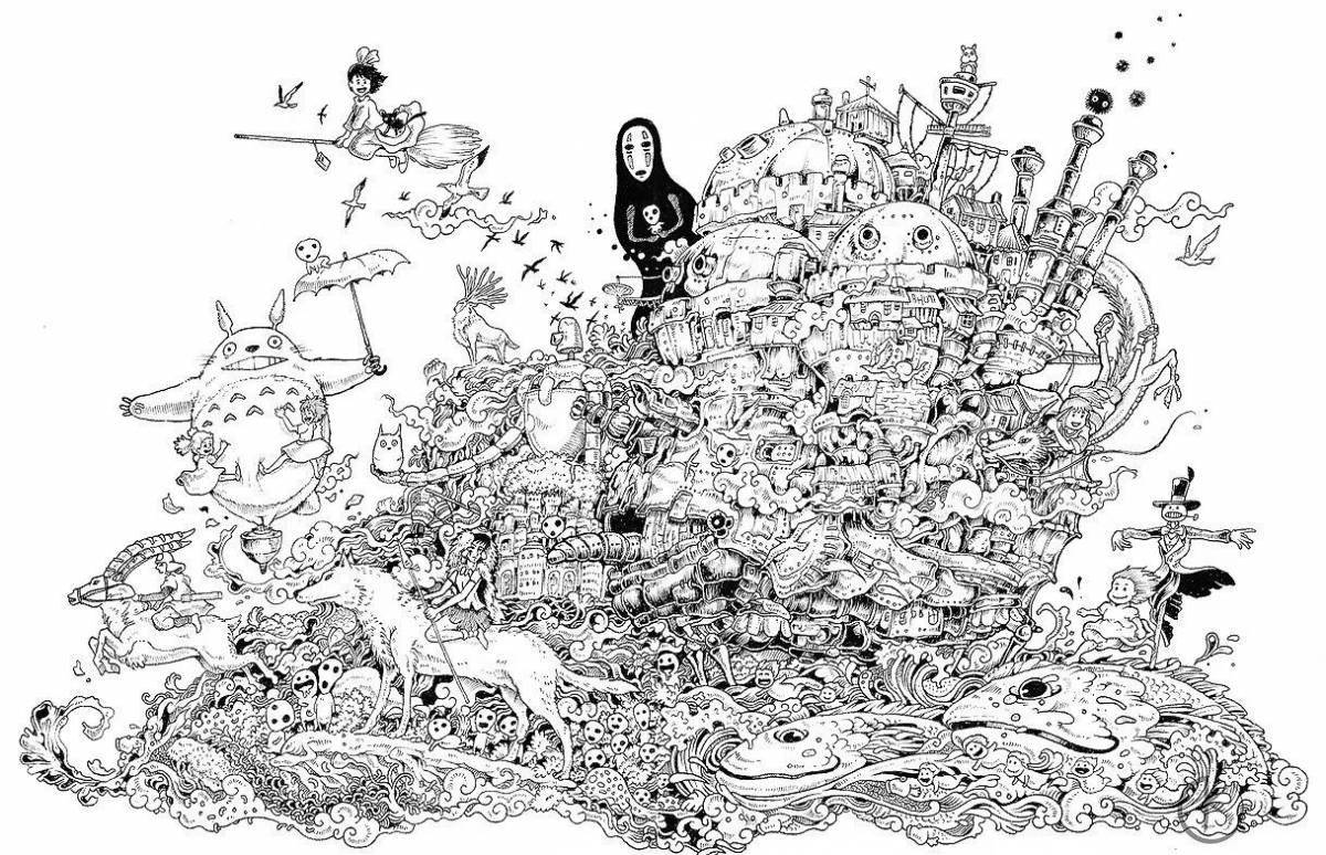 Экзотическая раскраска хаяо миядзаки