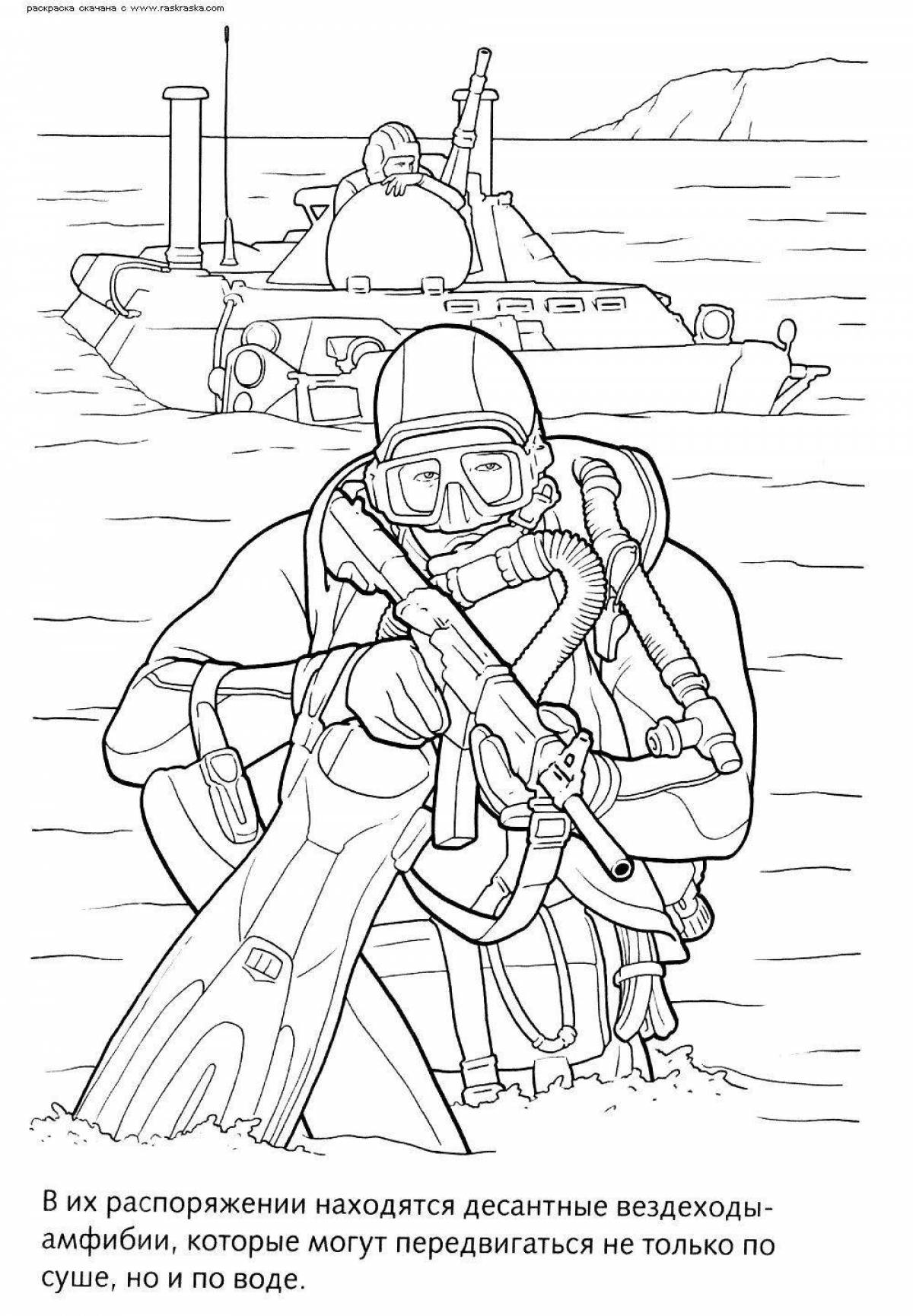 Coloring page magnificent Russian soldier