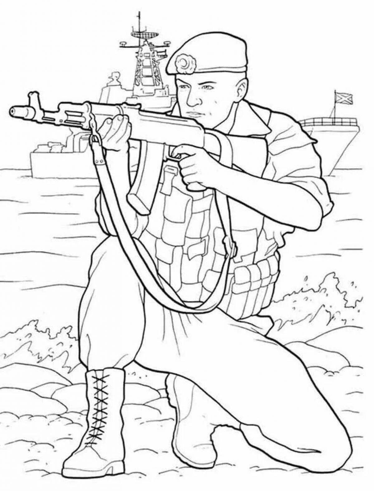 Glorious Russian soldier coloring page