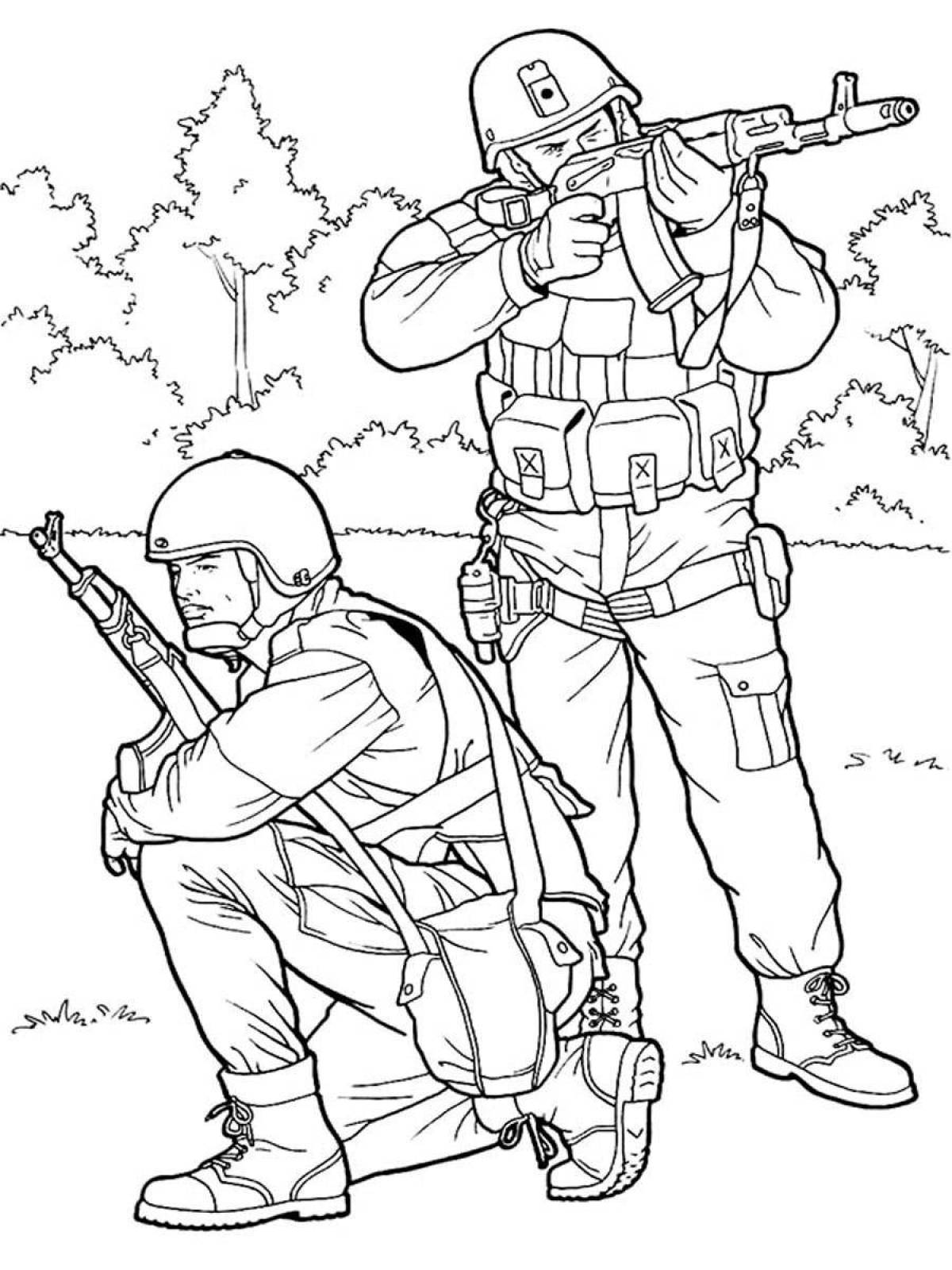 Coloring page amazingly famous Russian soldier