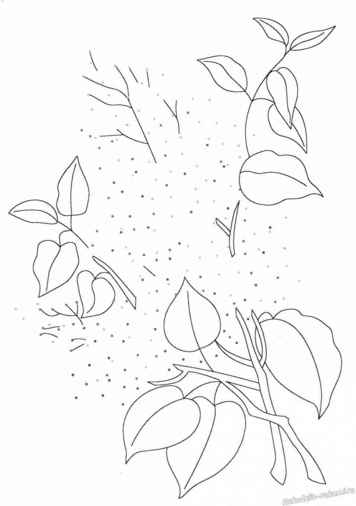 Coloring book shining lilac branch