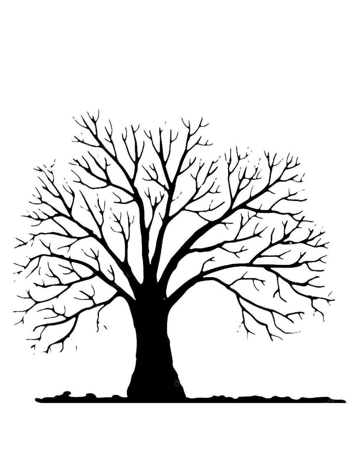 Playful branching tree coloring page
