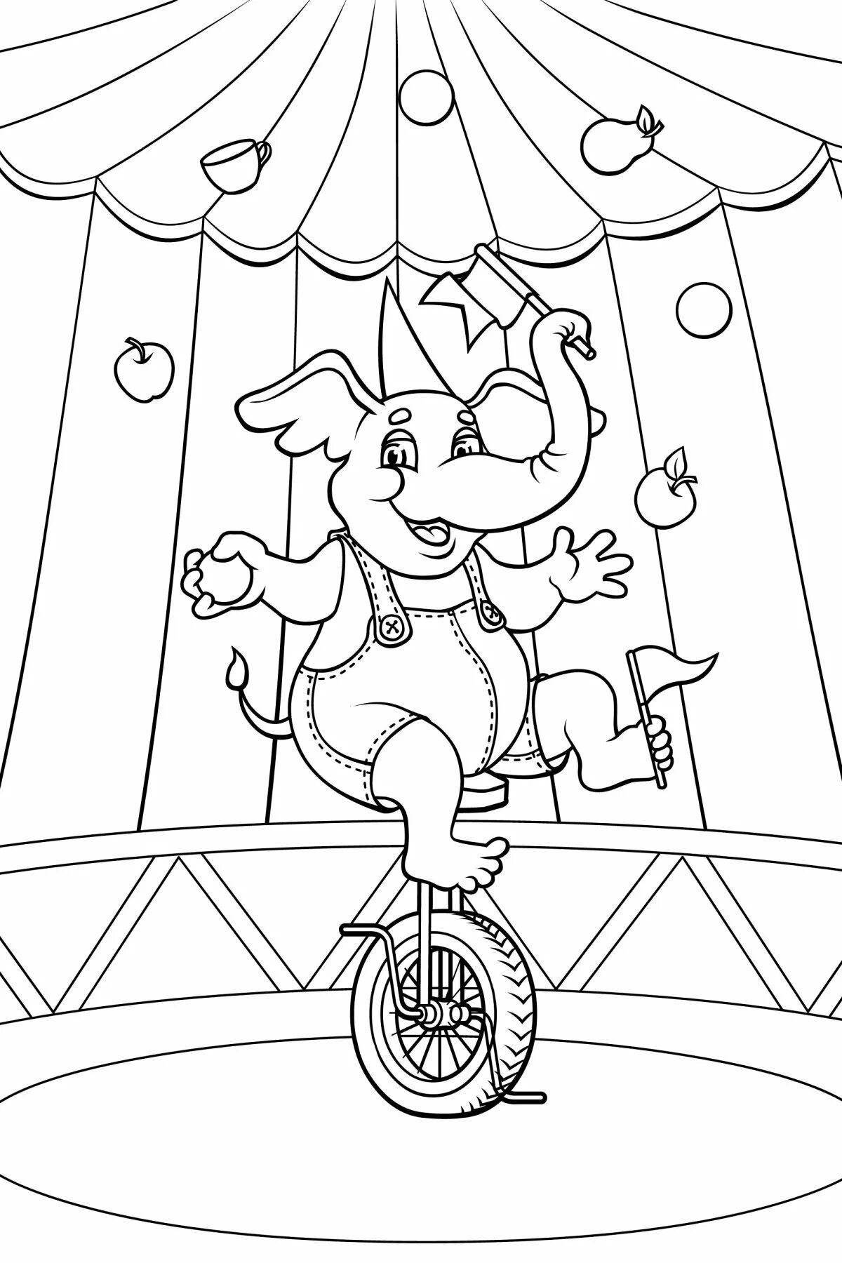 Coloring page blooming circus arena
