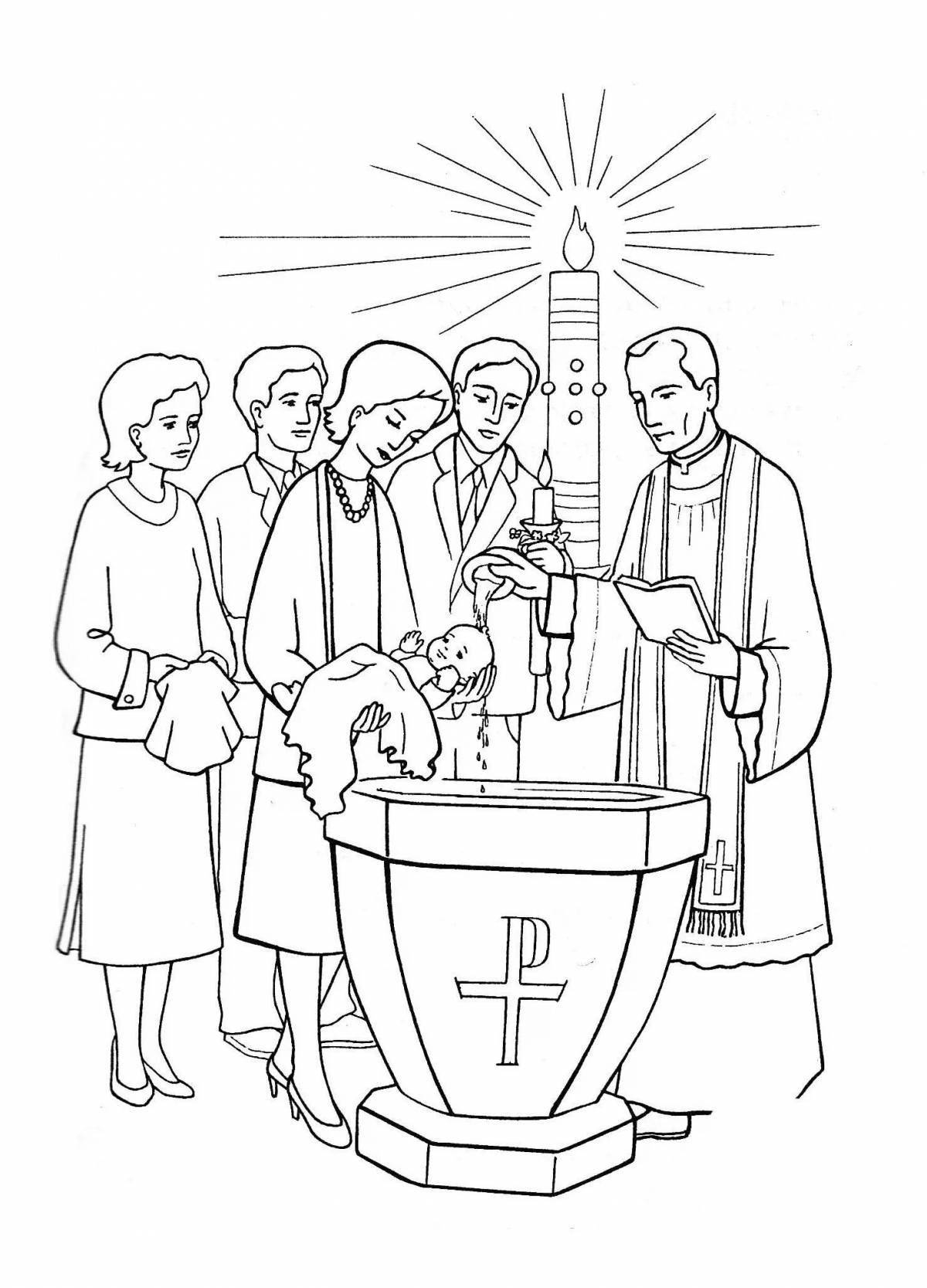 Playful christening coloring page