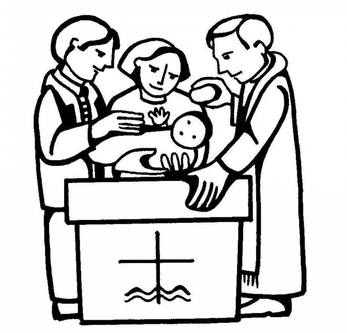 Славная страница раскраски открытки на крещение