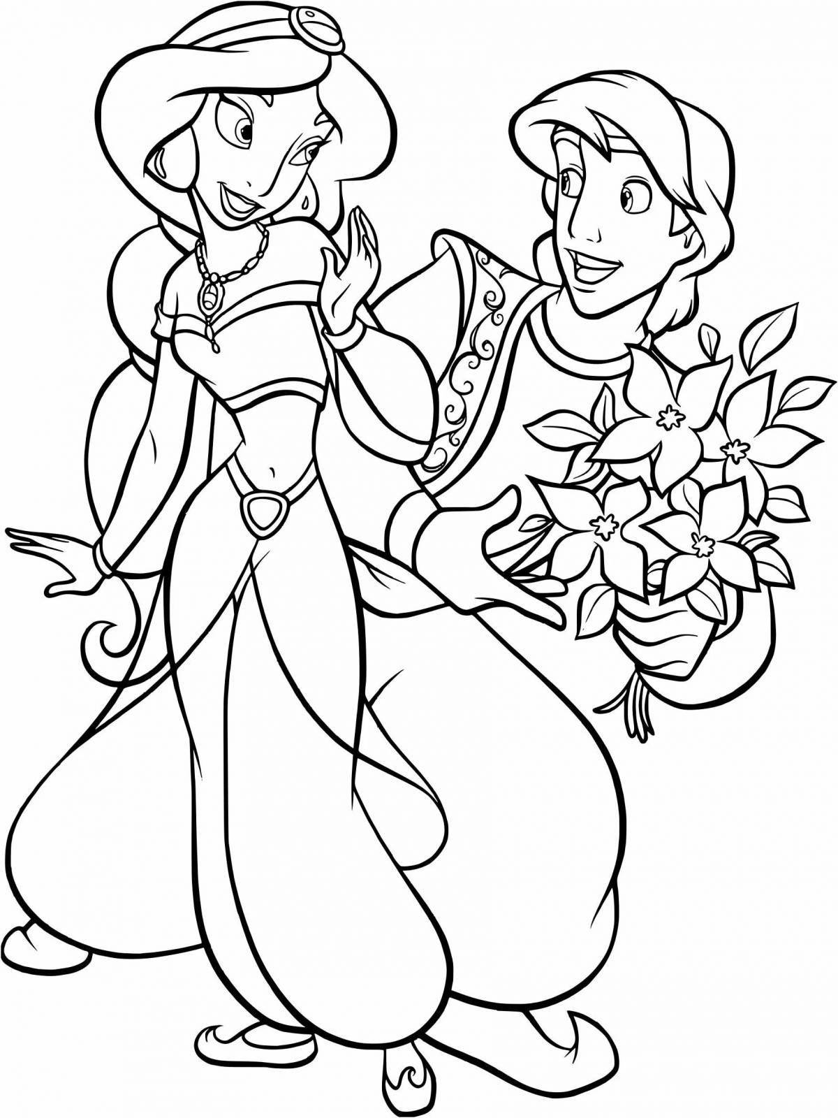 Playful jasmine coloring page