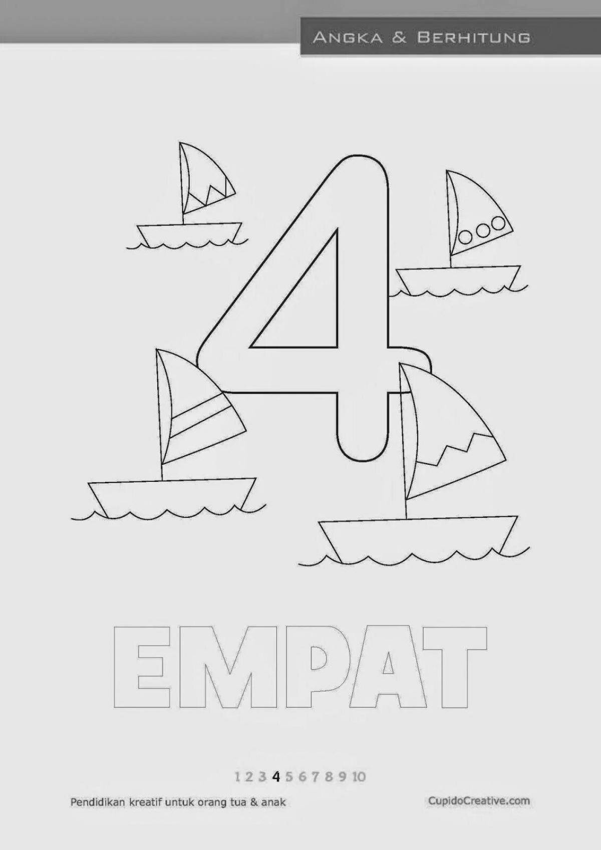 Attractive coloring pages with page numbers in English