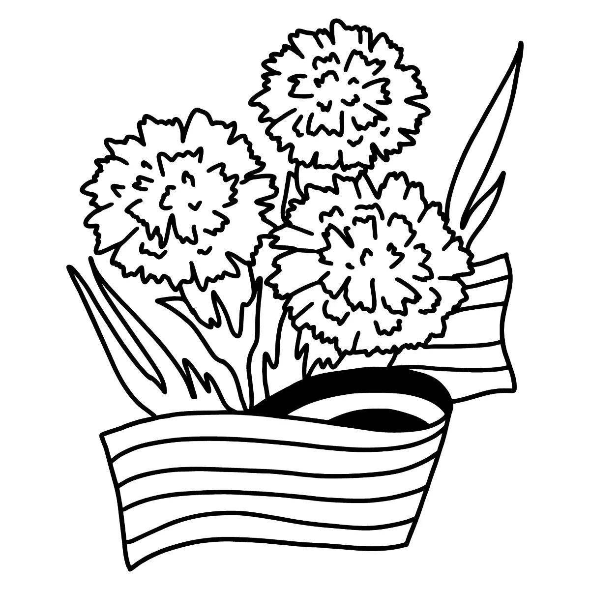Coloring book gorgeous bouquet of carnations