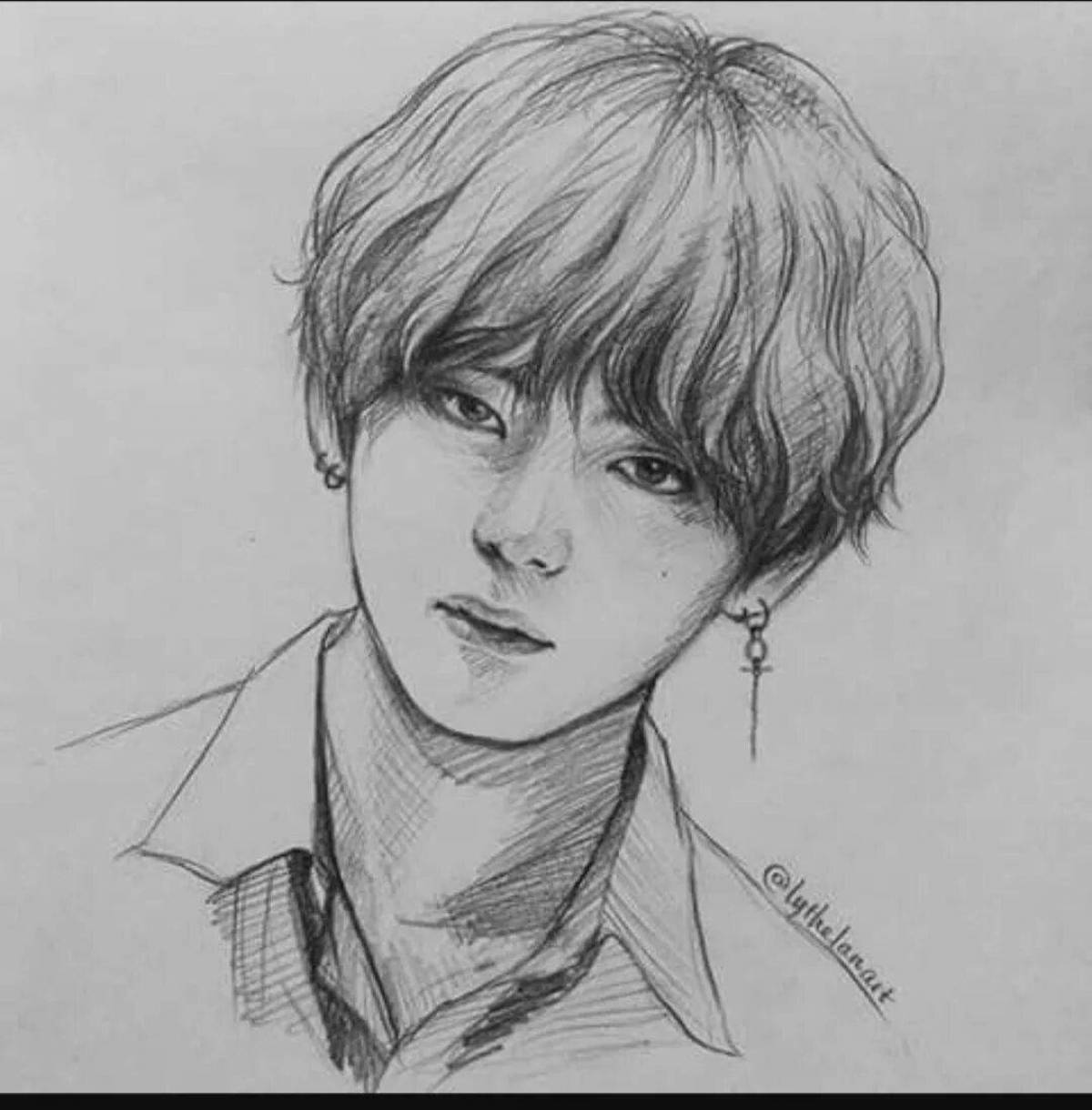 Забавная раскраска bts taehyung