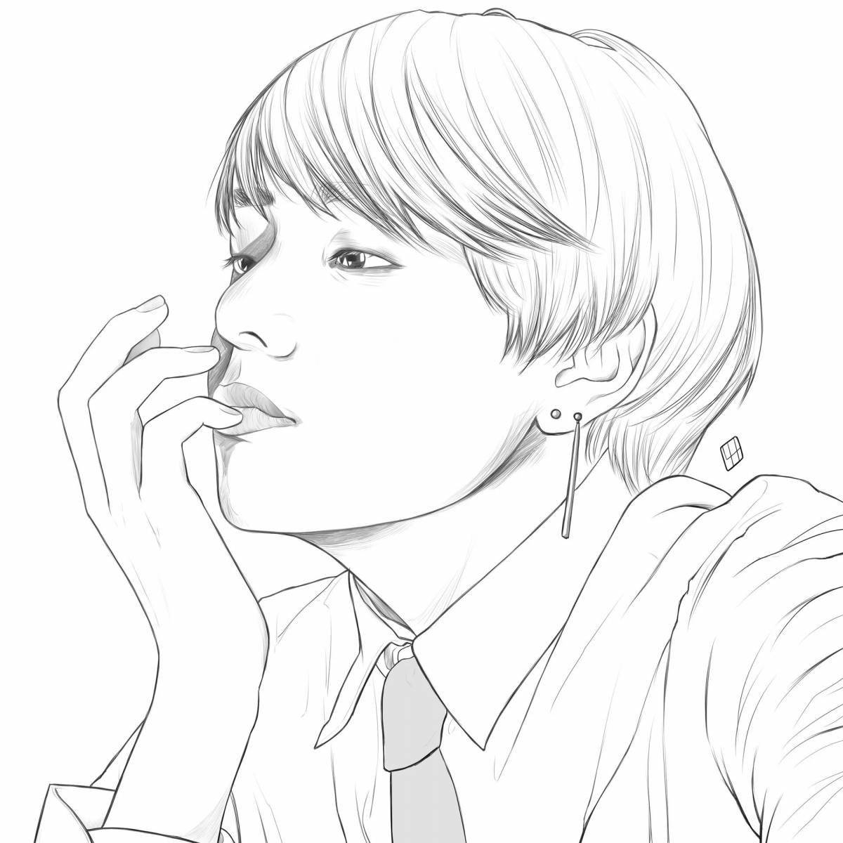 Увлекательная раскраска bts taehyung