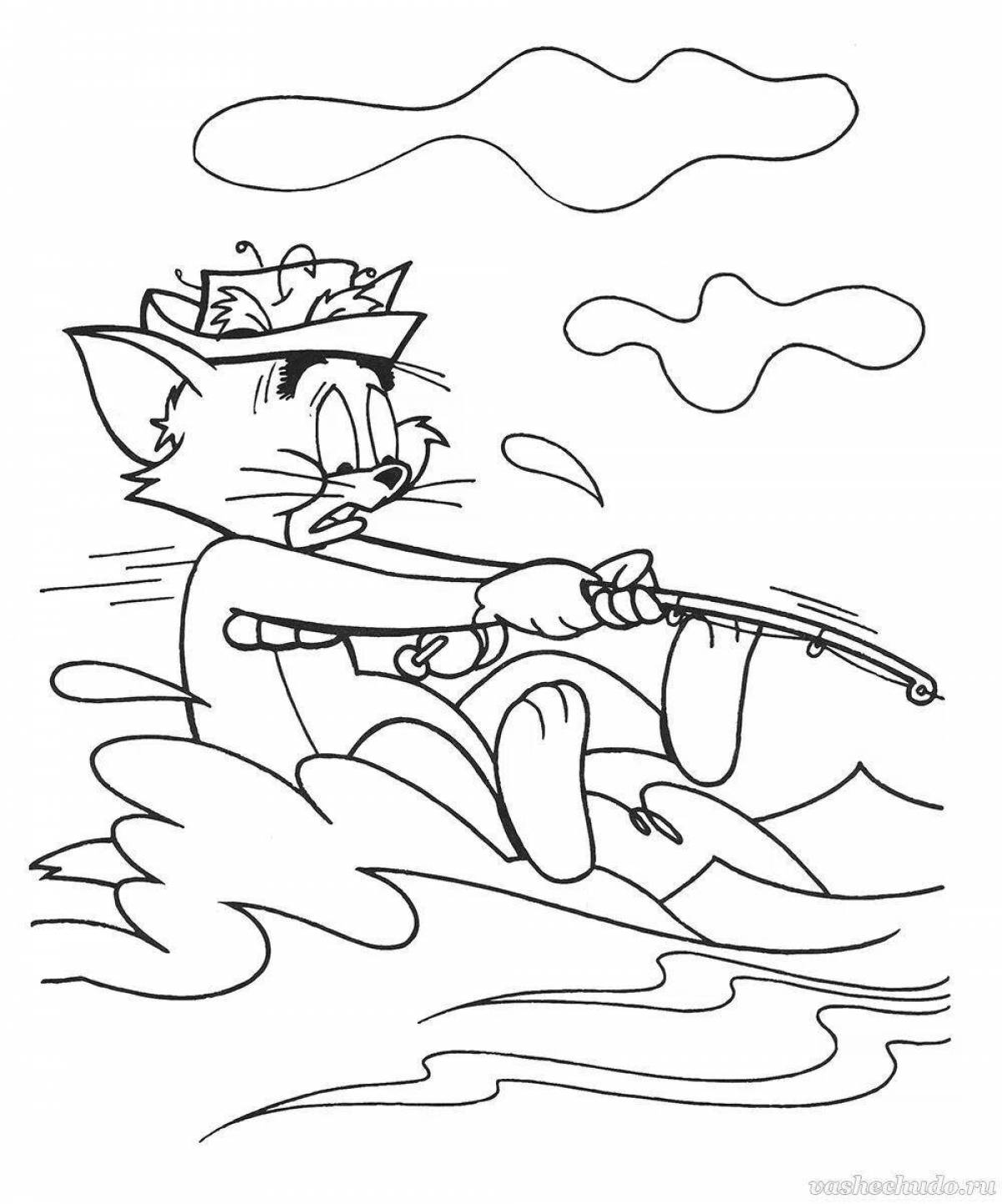 Colourful military cat coloring page