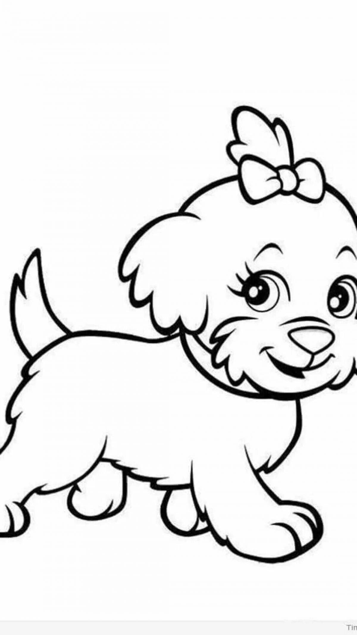 Coloring page fluffy dog