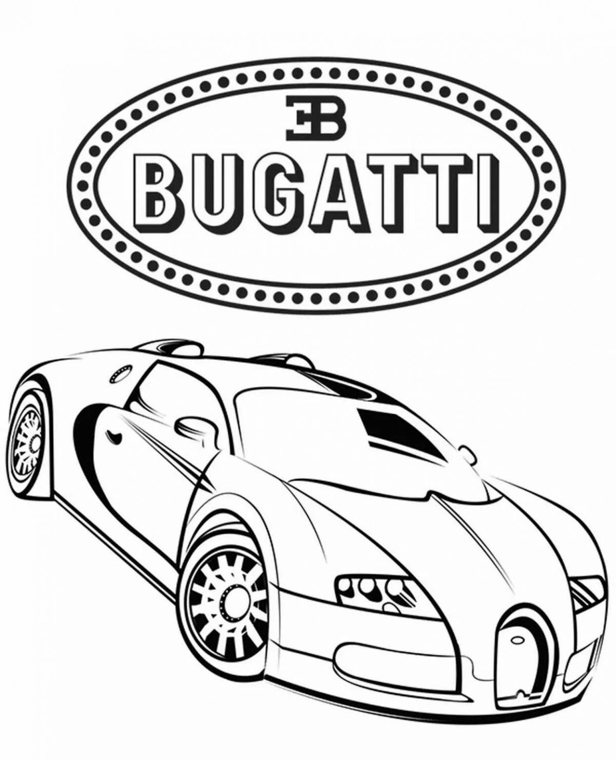 Раскраска блестящий автомобиль bugatti