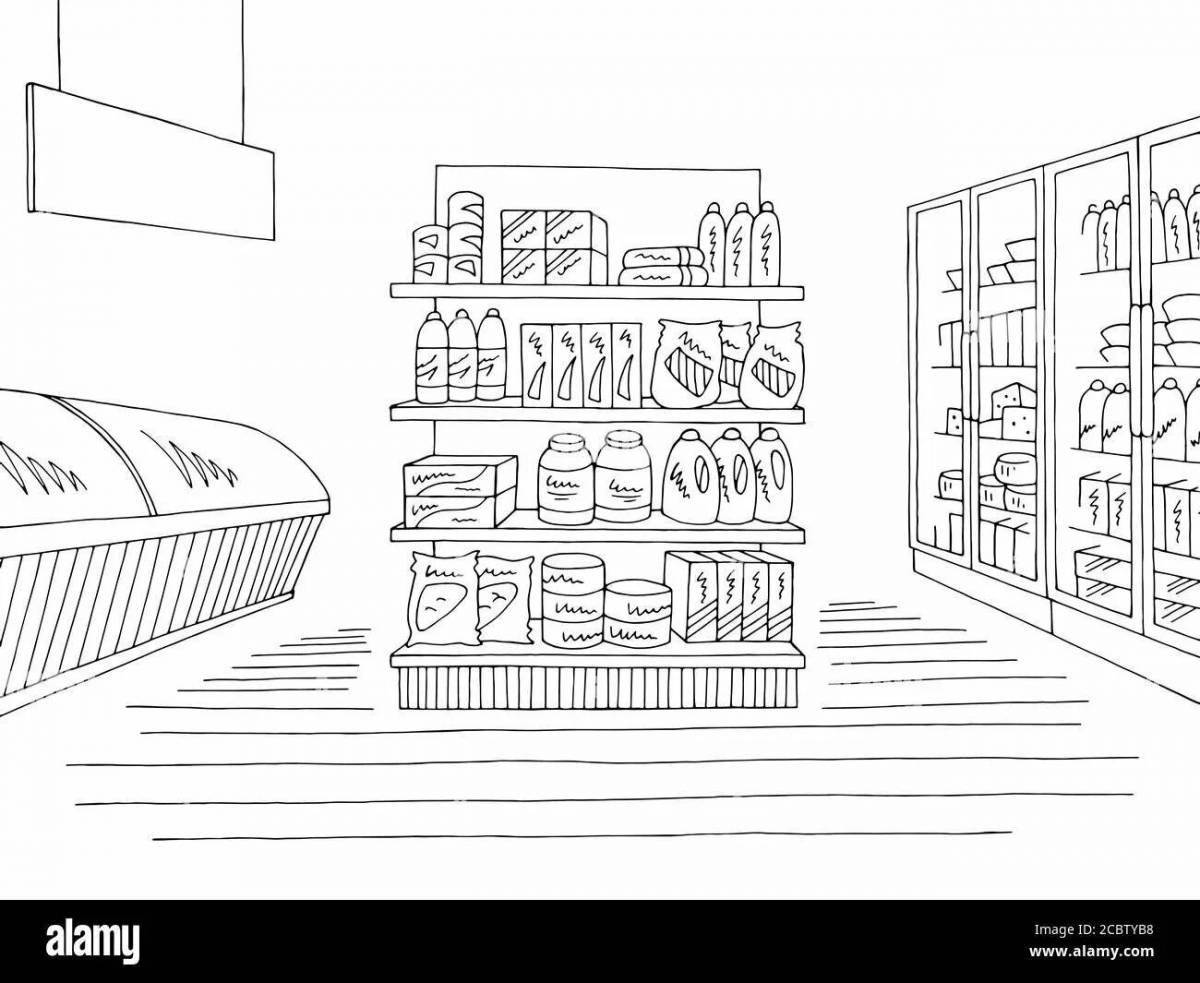 Coloring book happy grocery store