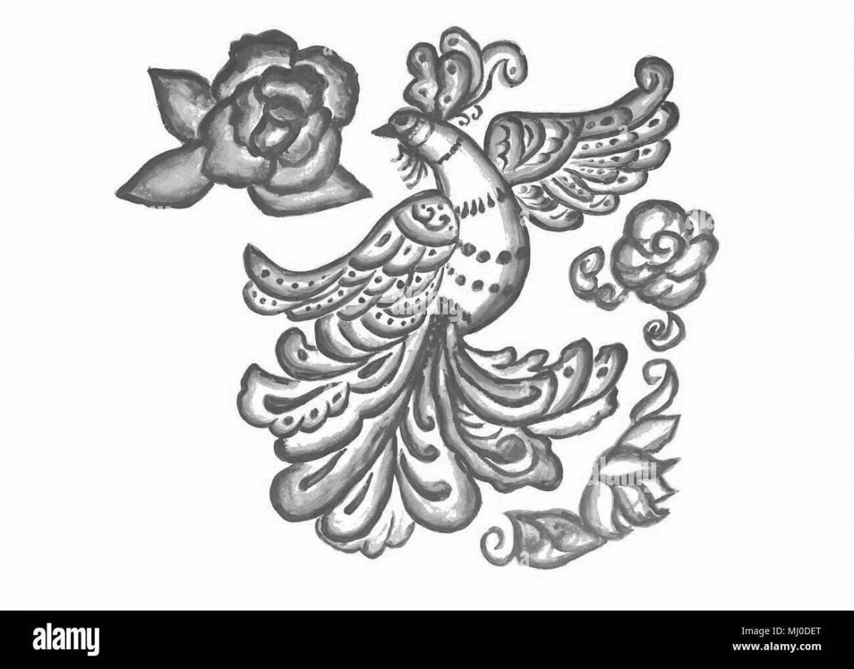 Gzhel bird coloring page