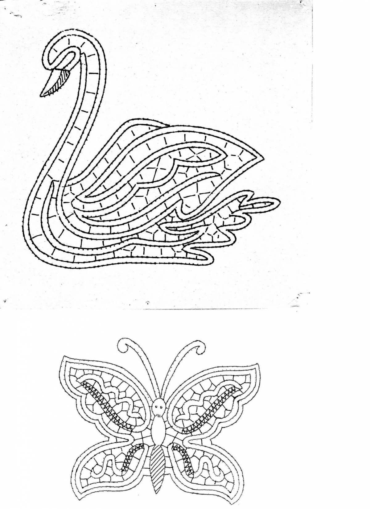 Intricate coloring of Vologda lace