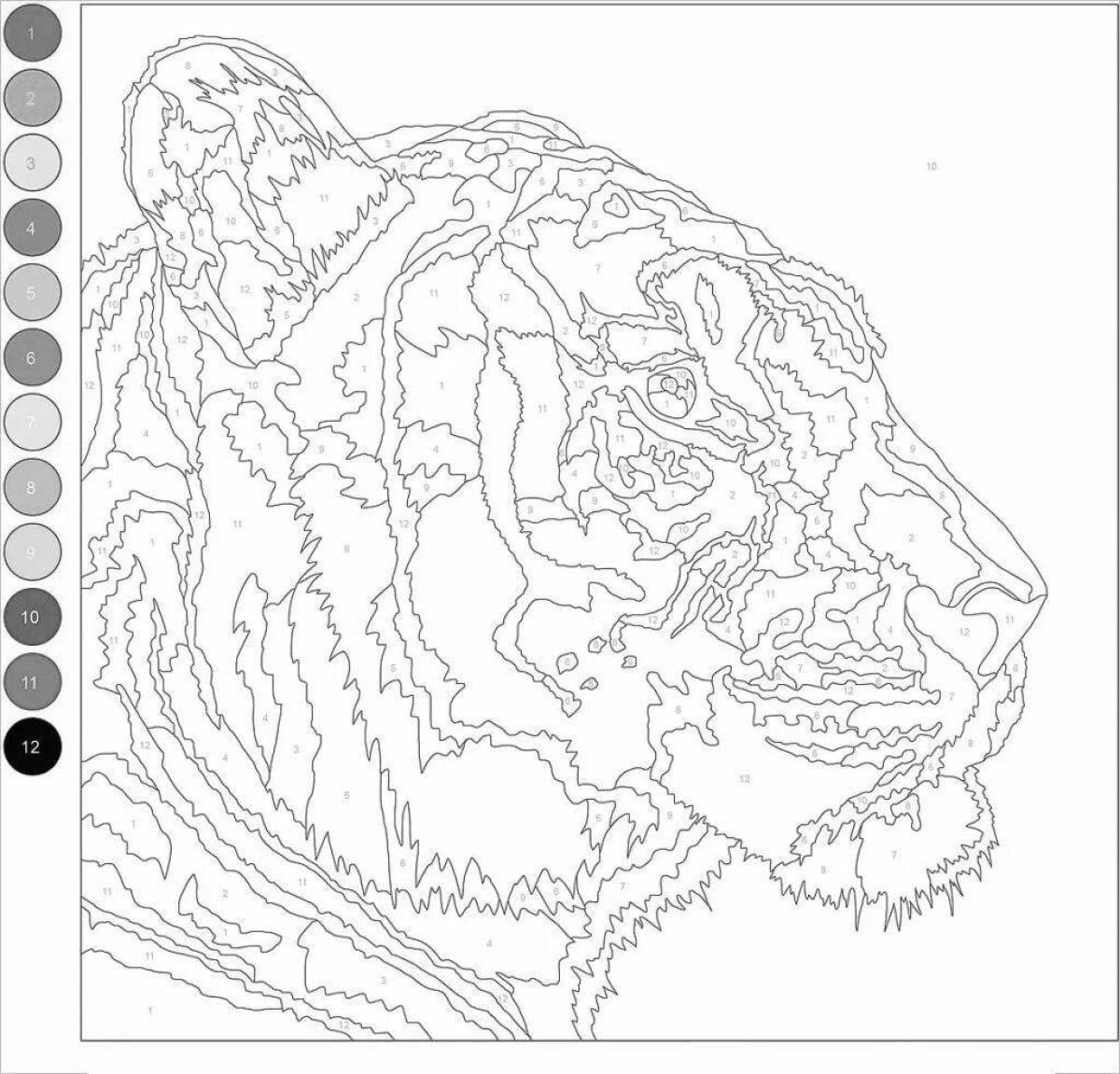 Colorful wild by numbers coloring page