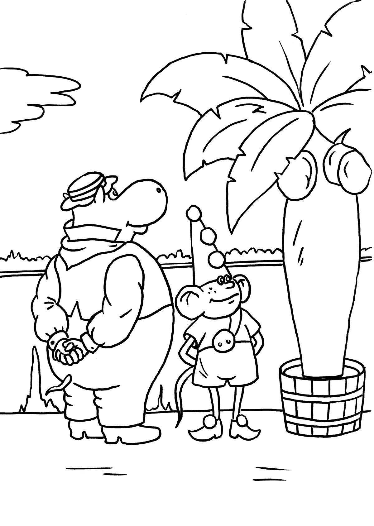 Playful funky uncle mokus coloring page