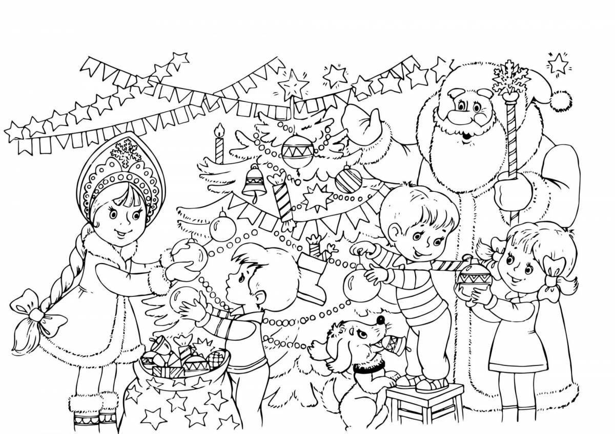 Colorful coloring page new year 9 years old