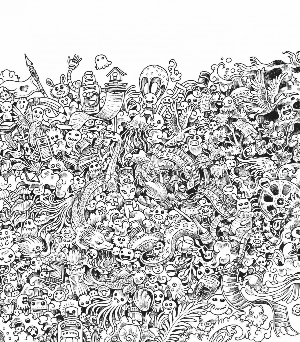 Dazzling coloring page black and white complex