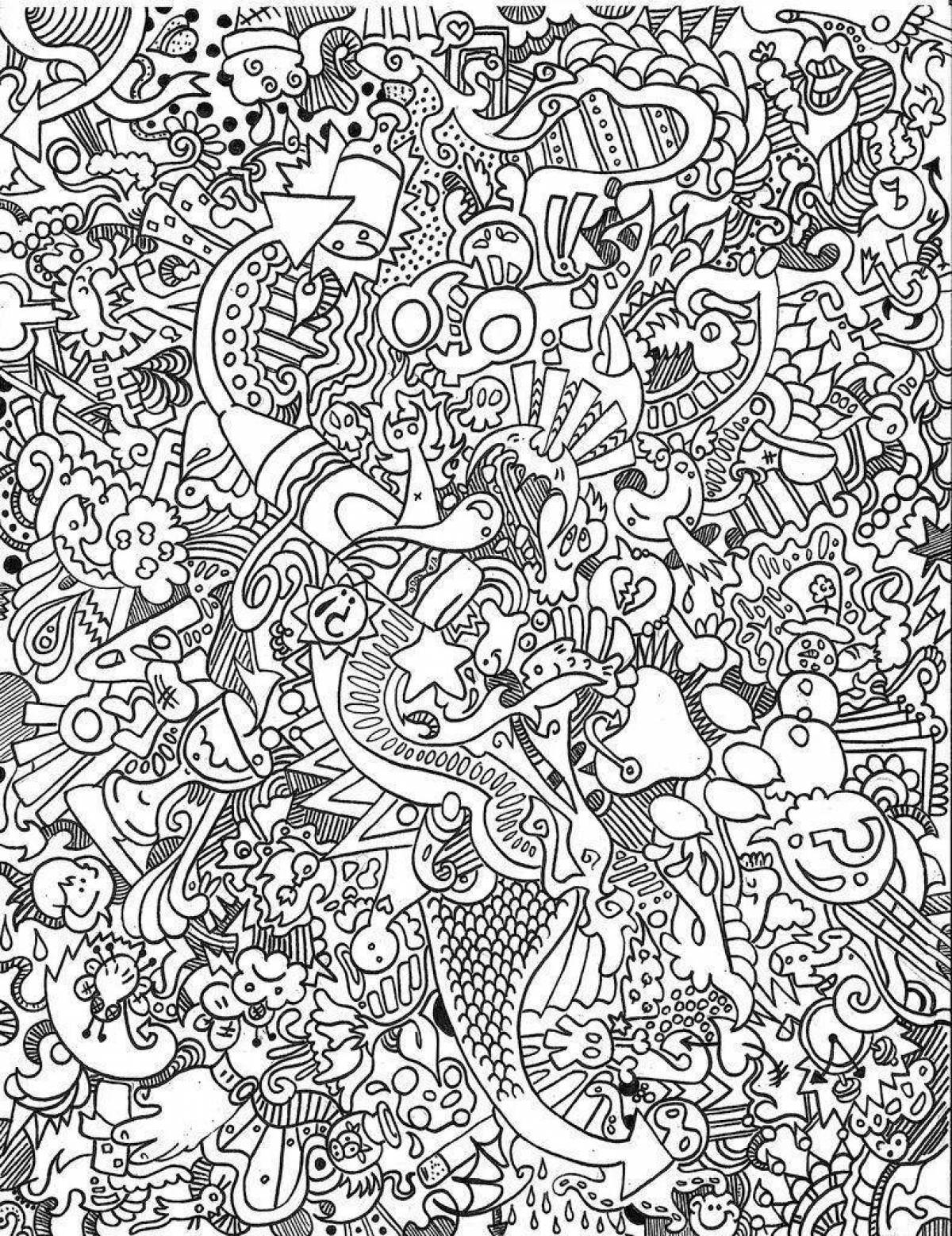 Regal coloring page black and white complex